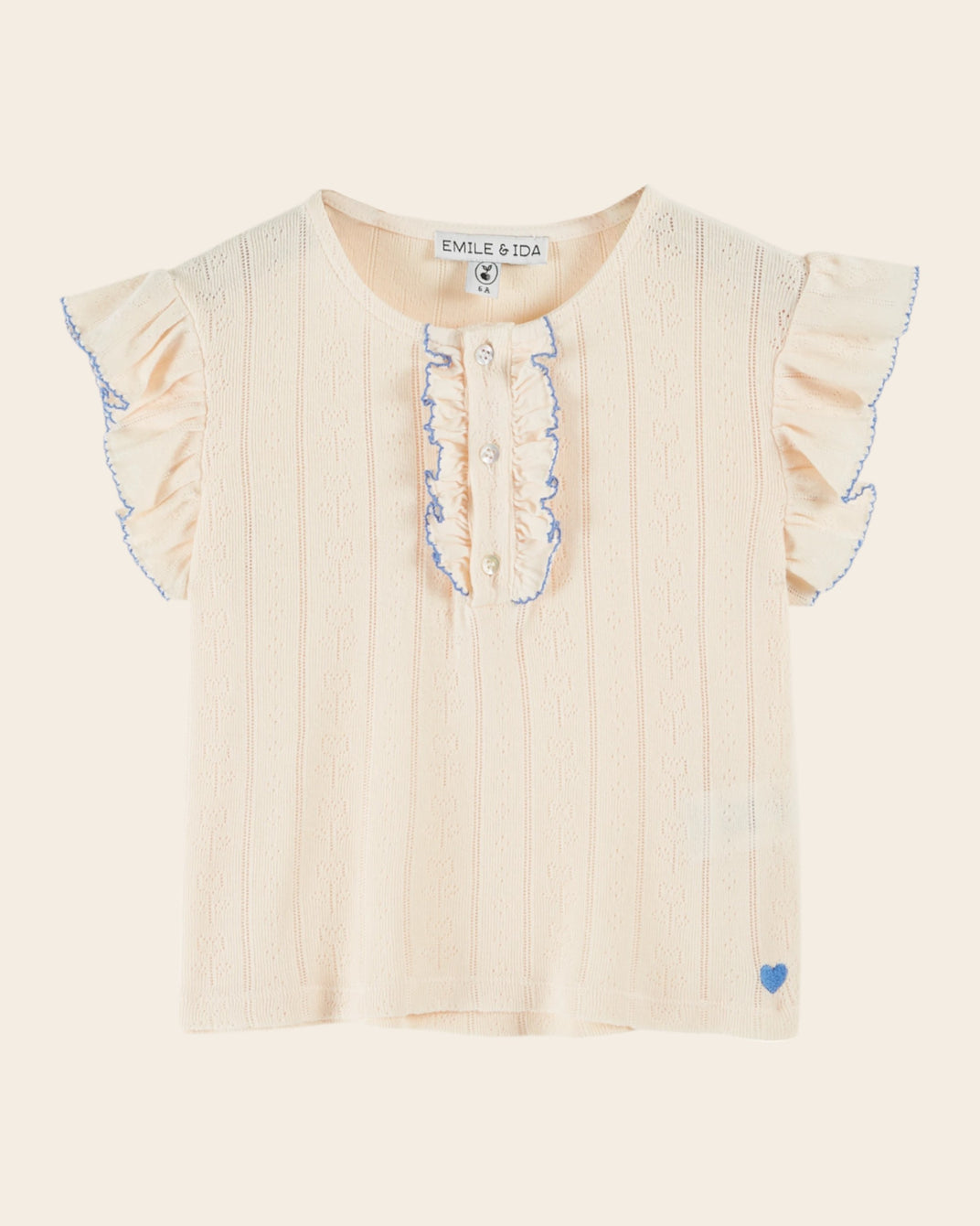 T-shirt - Volanté pointelle modal crème