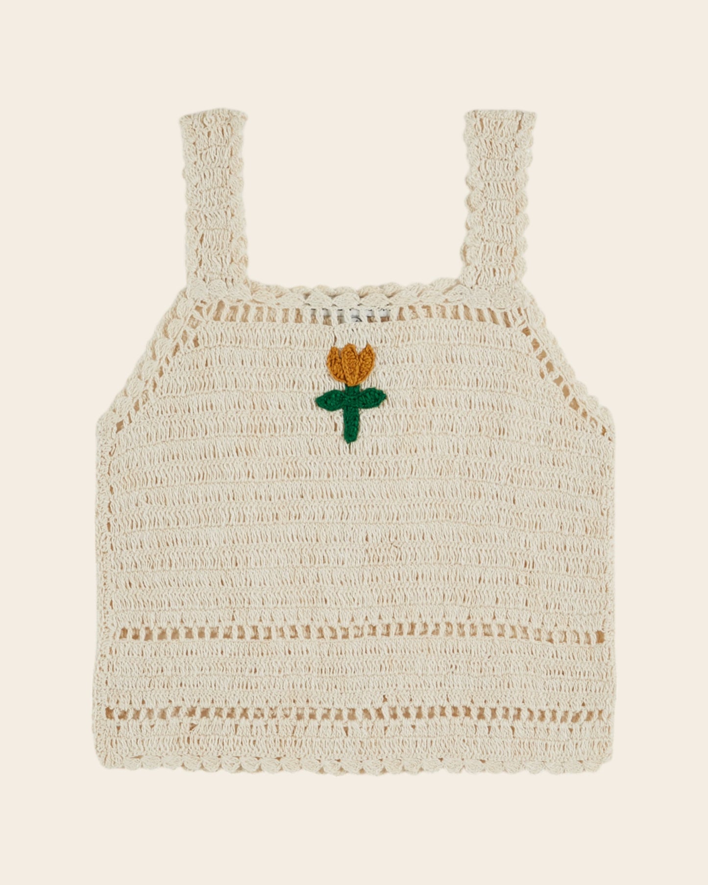 Top - Crochet tulipe crème