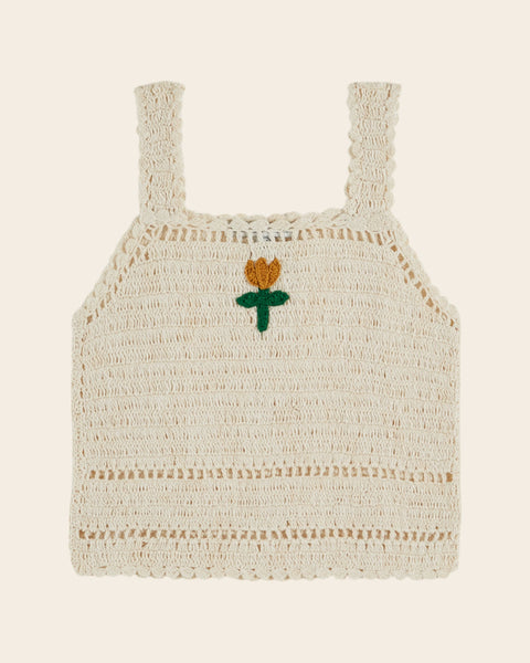 Top - Crochet tulipe crème