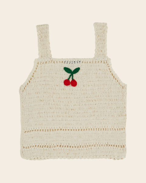 Top - Crochet cerise crème