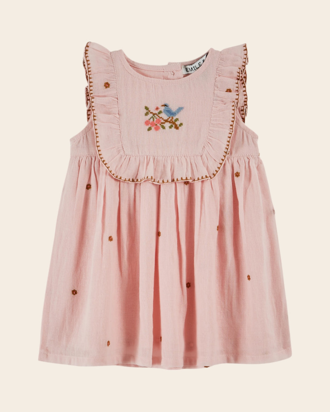 Robe bébé - Brodé fleurs rose