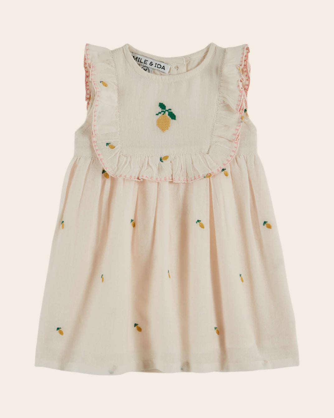 Robe bébé - Brodé citrons crème
