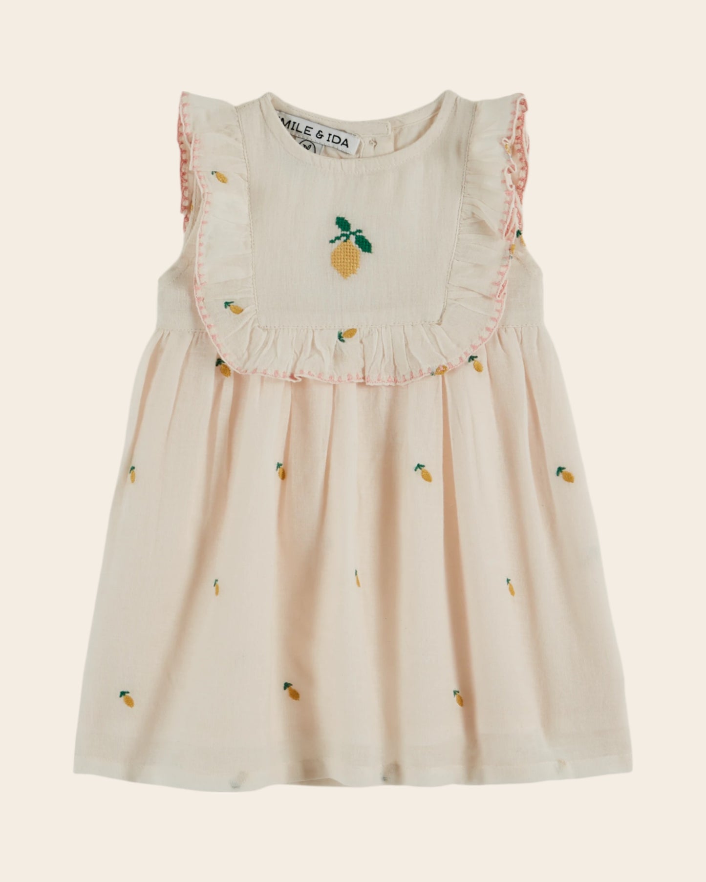 Robe bébé - Brodé citrons crème