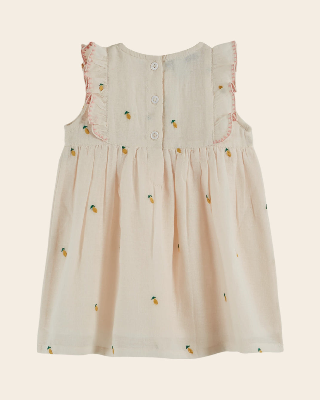 Robe bébé - Brodé citrons crème