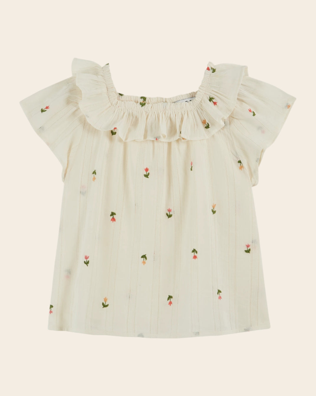 Blouse - Colerette tulipes crème