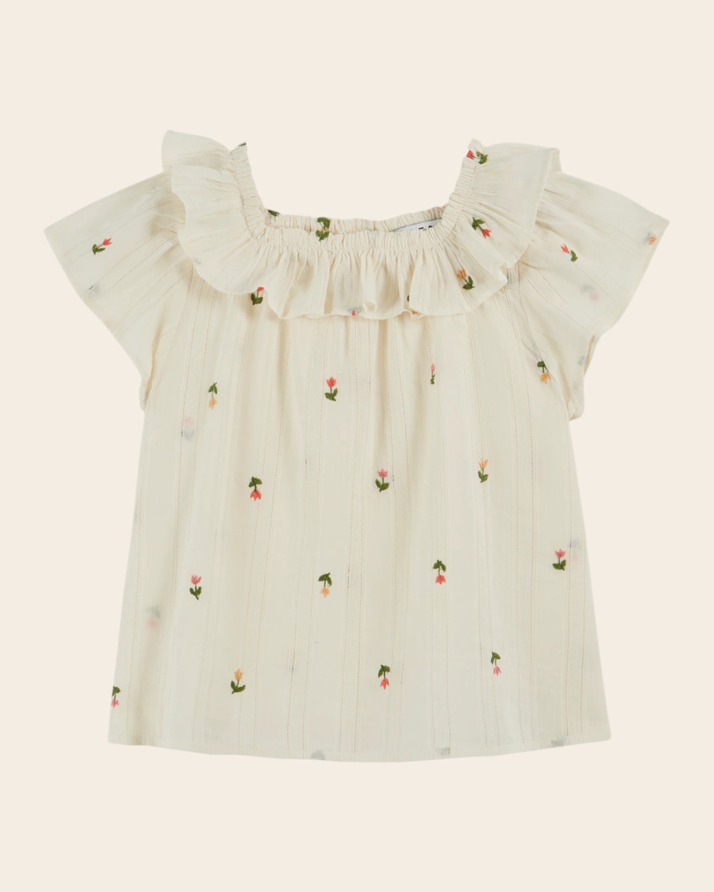 Blouse - Colerette tulipes crème