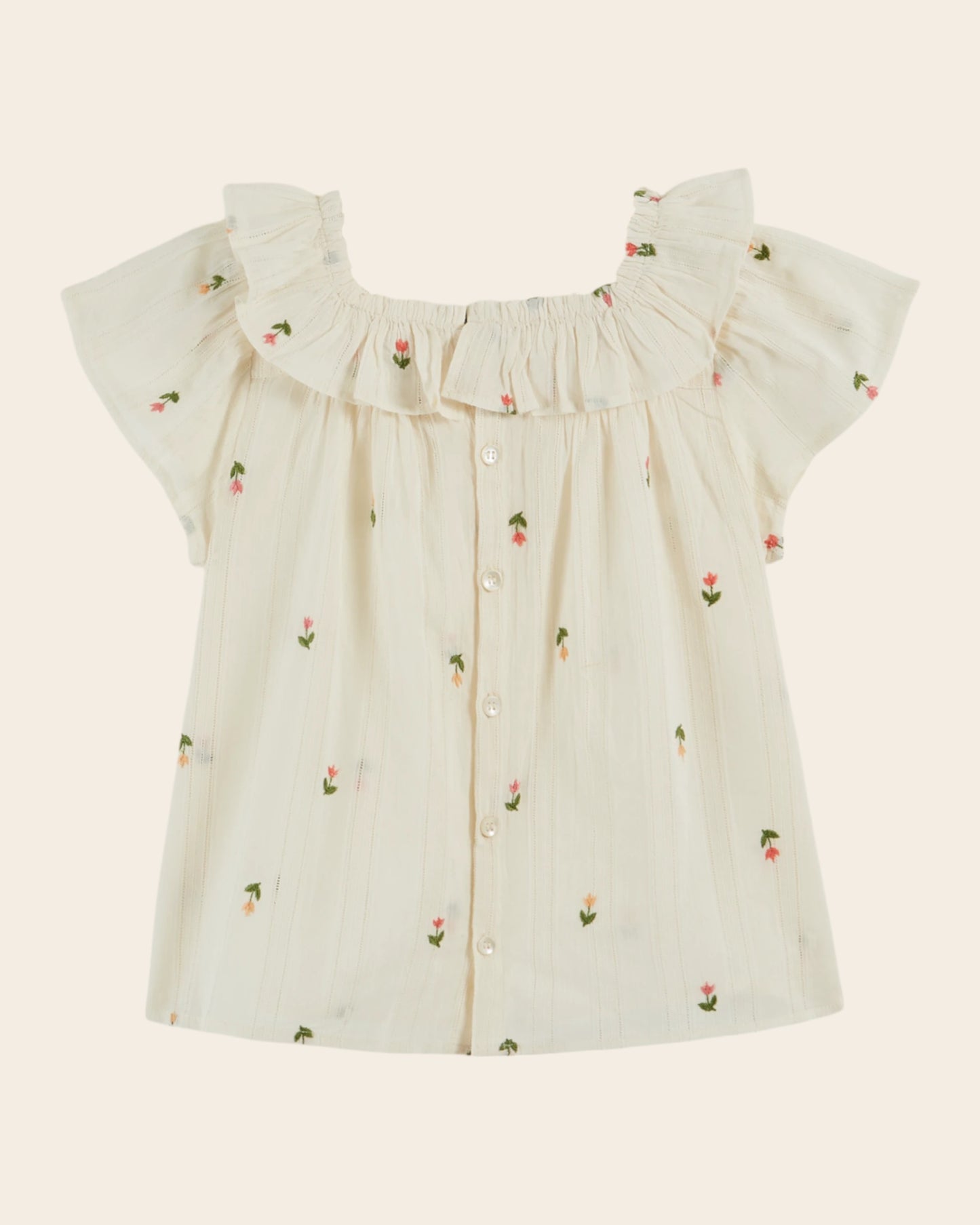 Blouse - Colerette tulipes crème