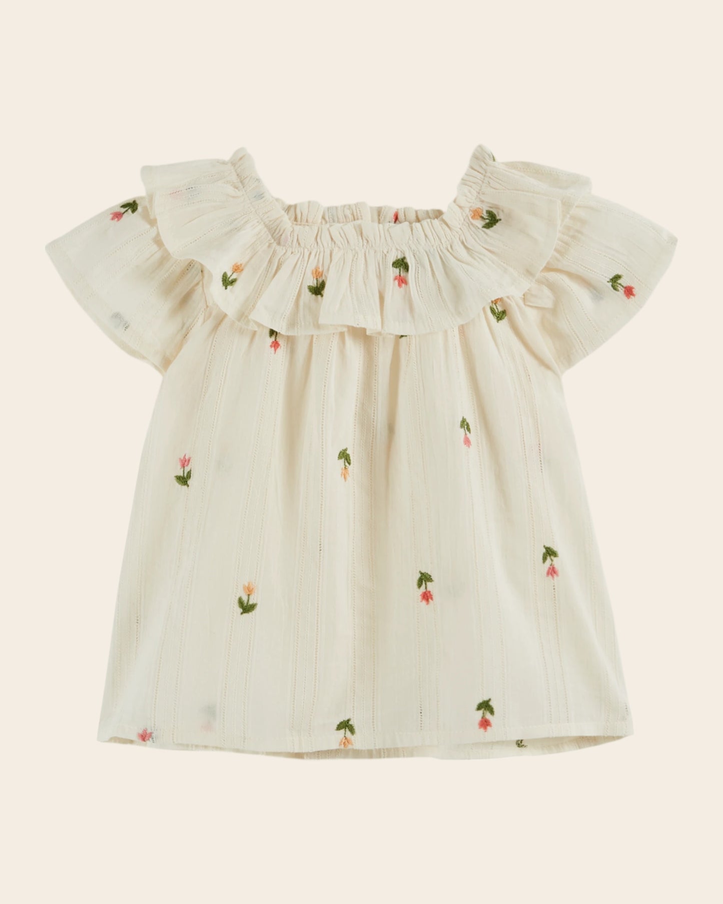 Blouse - Colerette tulipes crème