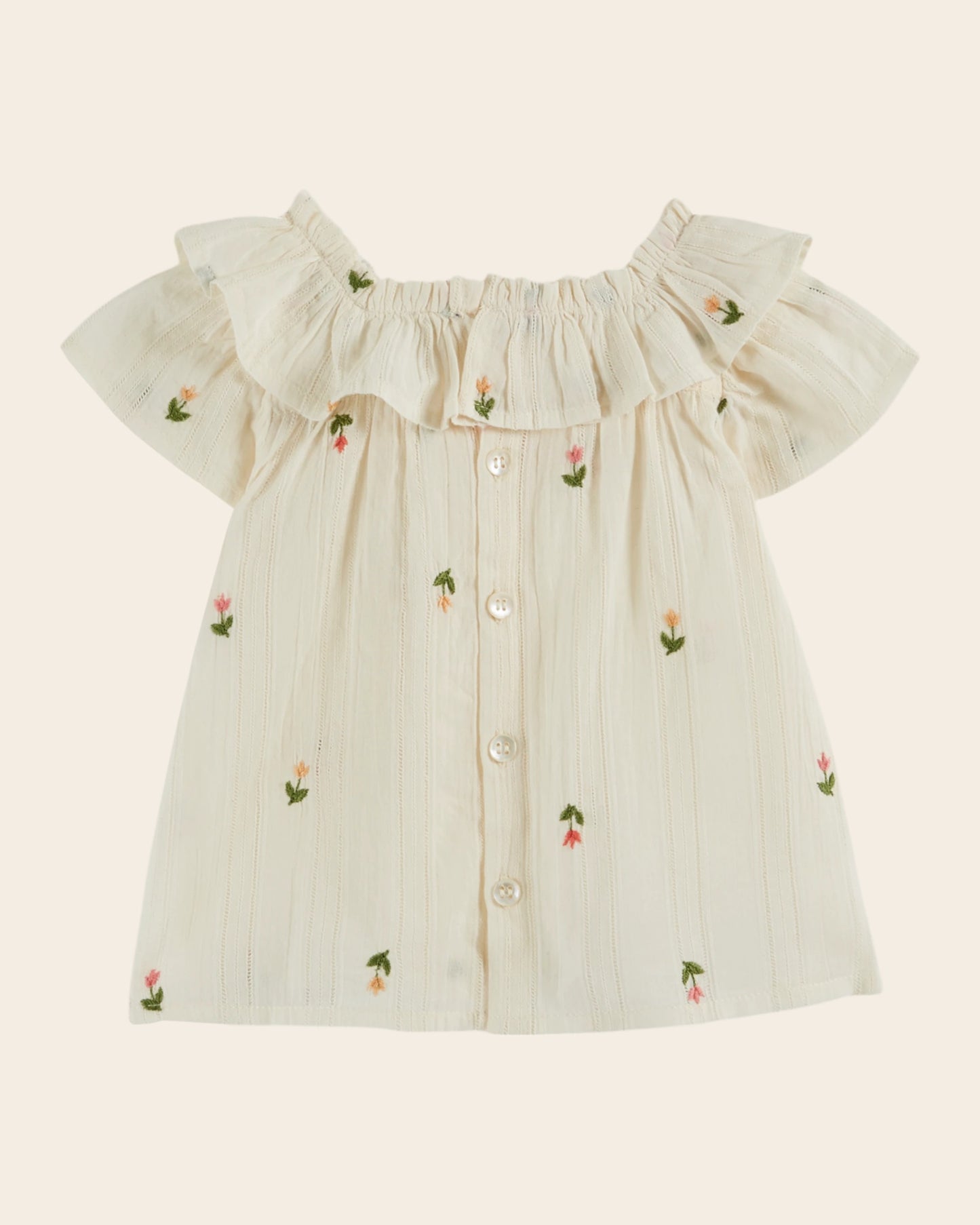 Blouse - Colerette tulipes crème