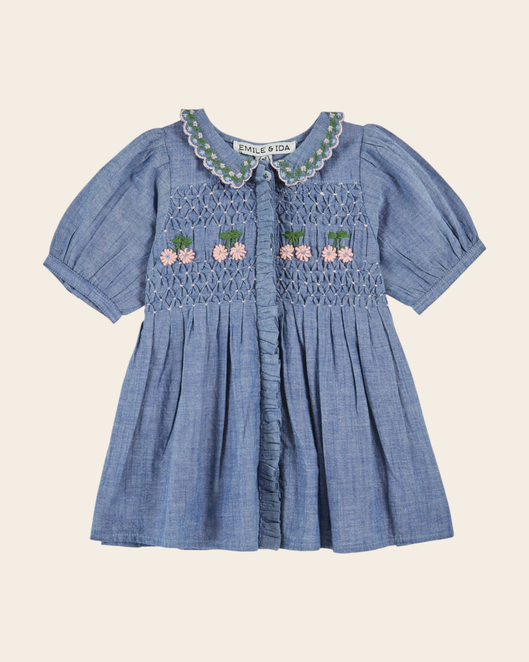 Robe - Brodé smocké chambray