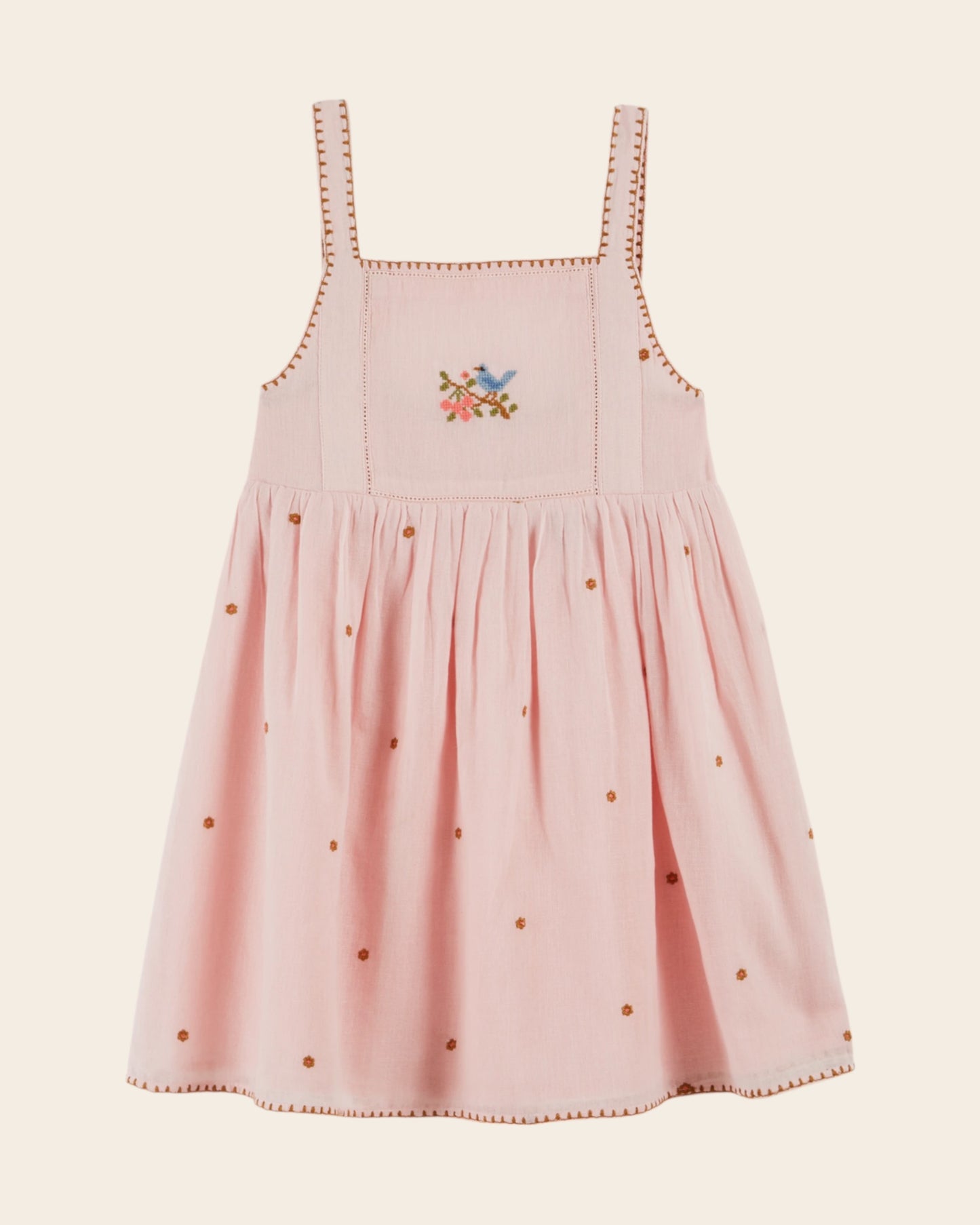 Robe - Brodé fleurs rose