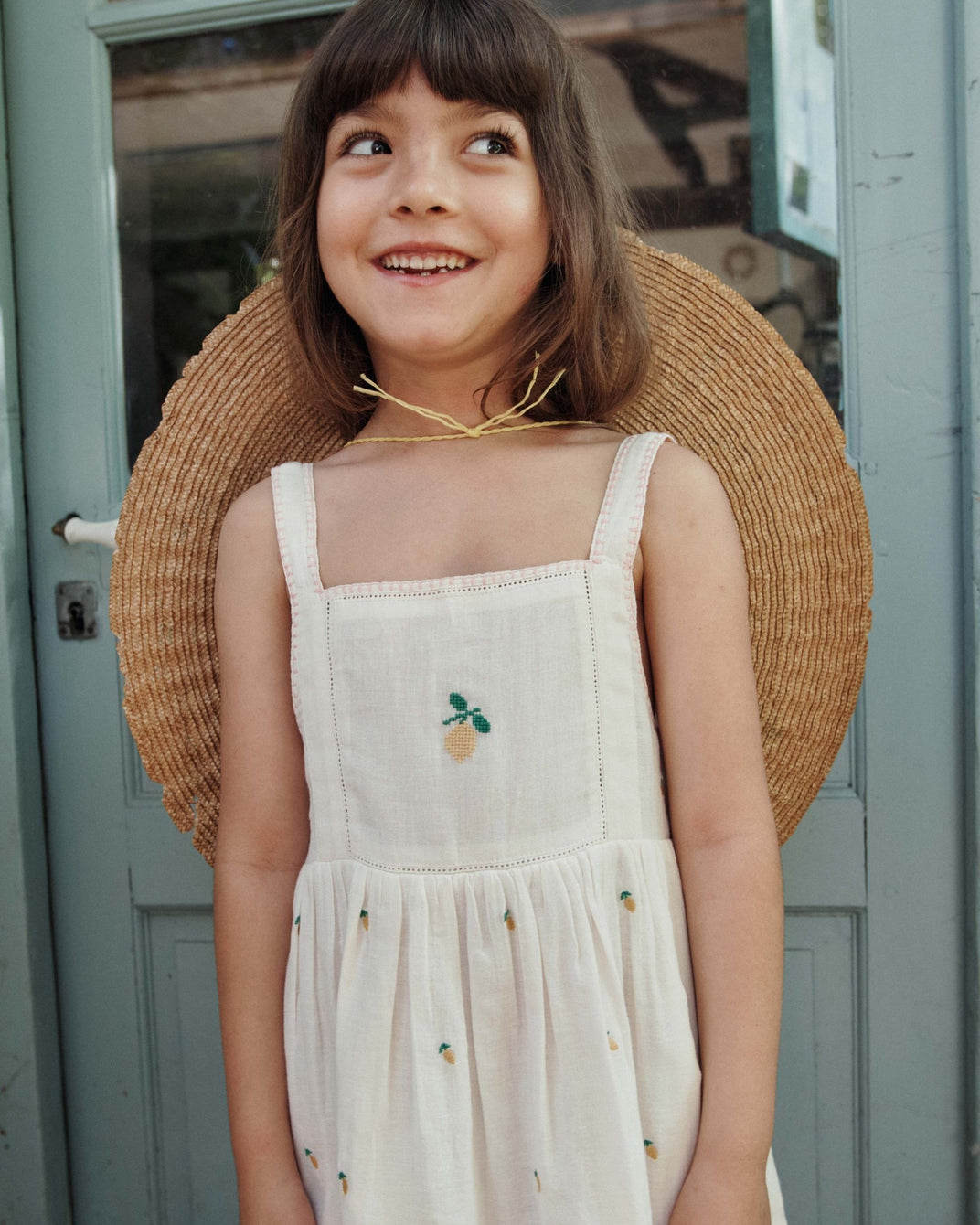 Robe - Brodé citrons crème