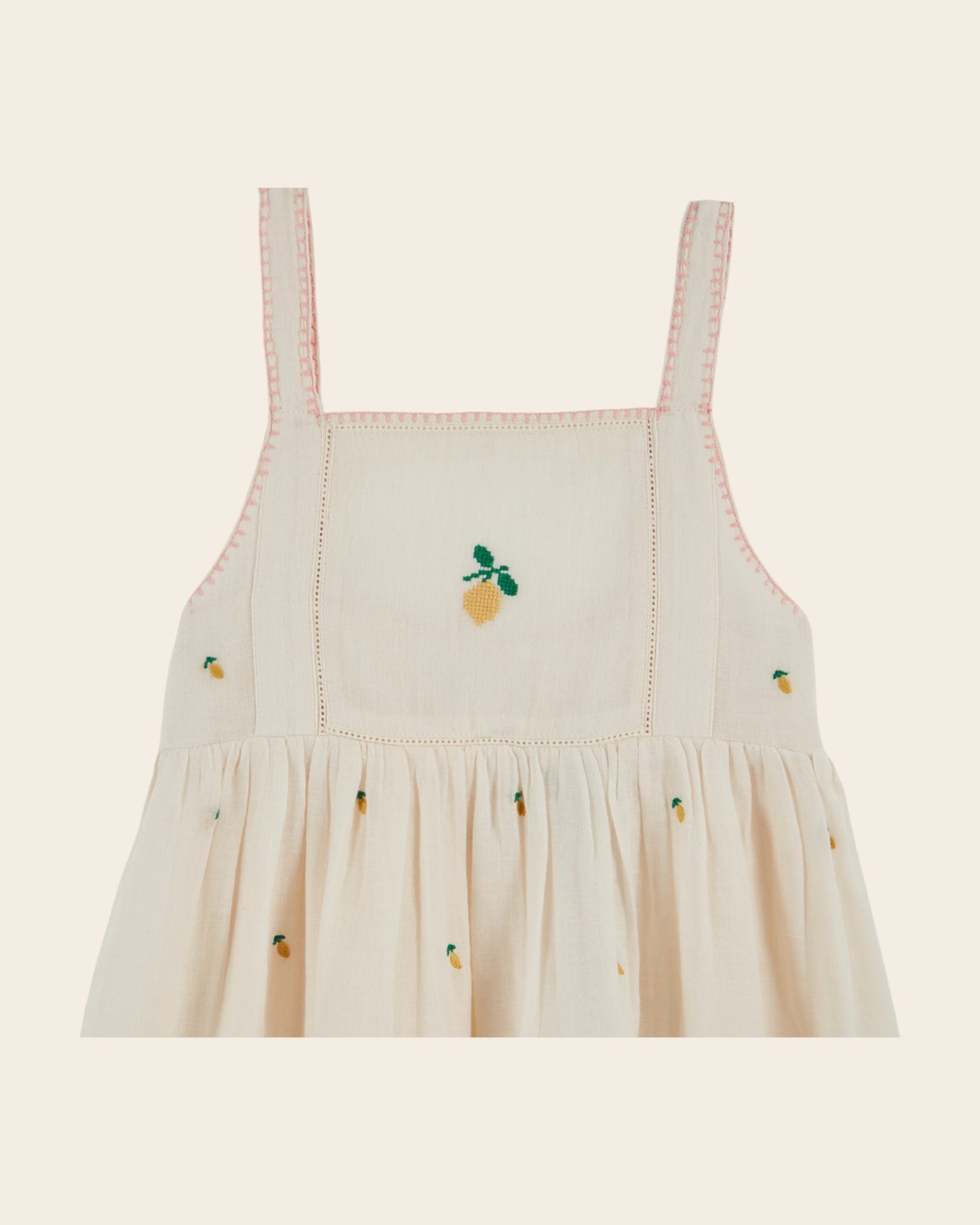 Robe - Brodé citrons crème