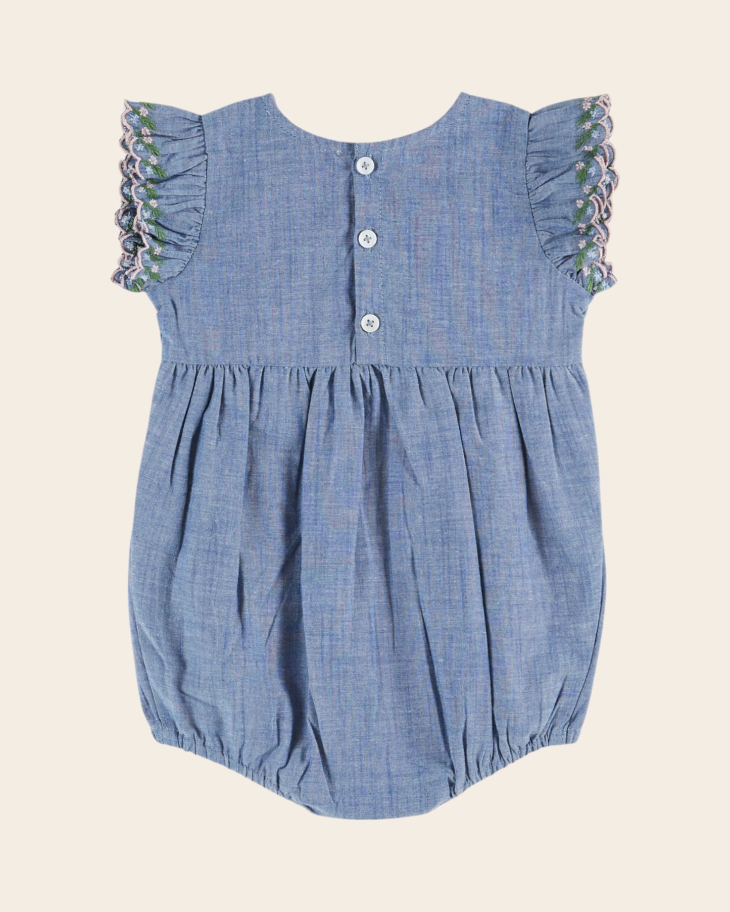 Combibloomer - Brodé smocké chambray
