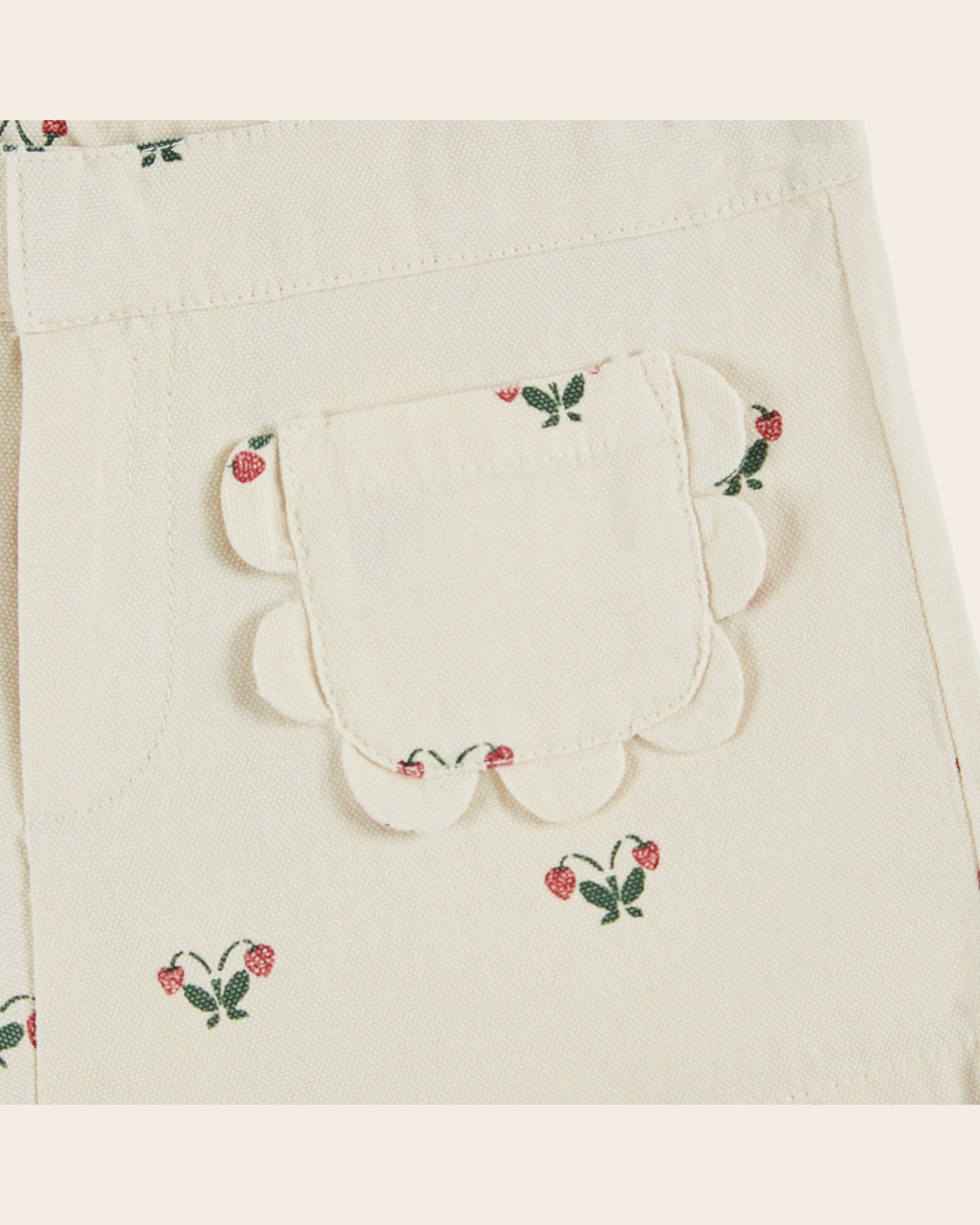Short - Poches fleurs fraises écru