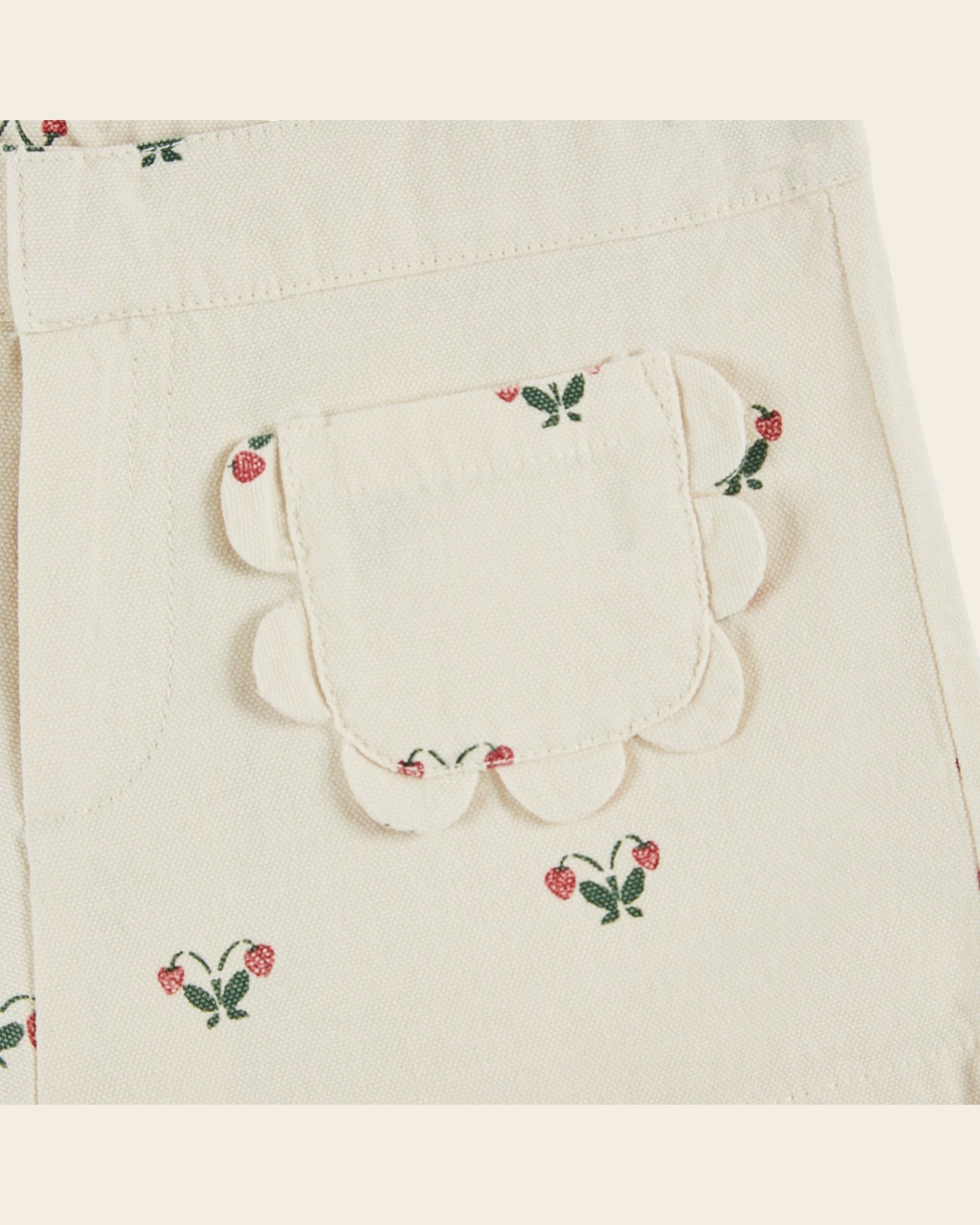 Short - Poches fleurs fraises écru