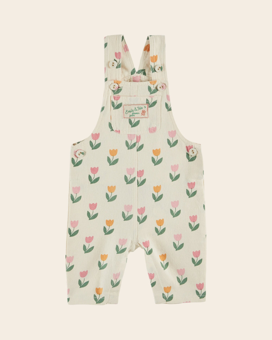 Salopette - Bébé tulipes crème