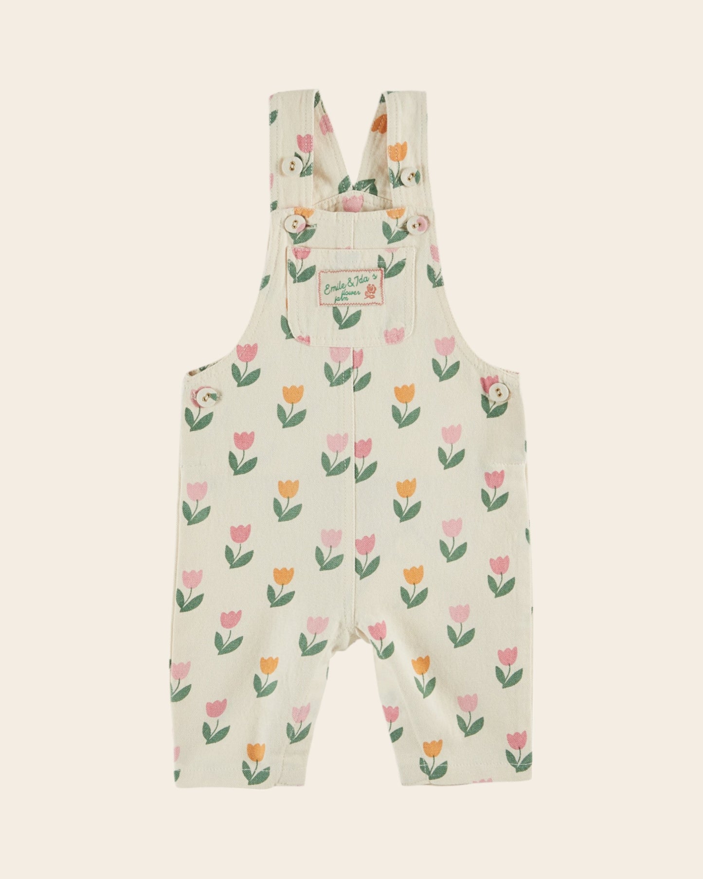 Salopette - Bébé tulipes crème