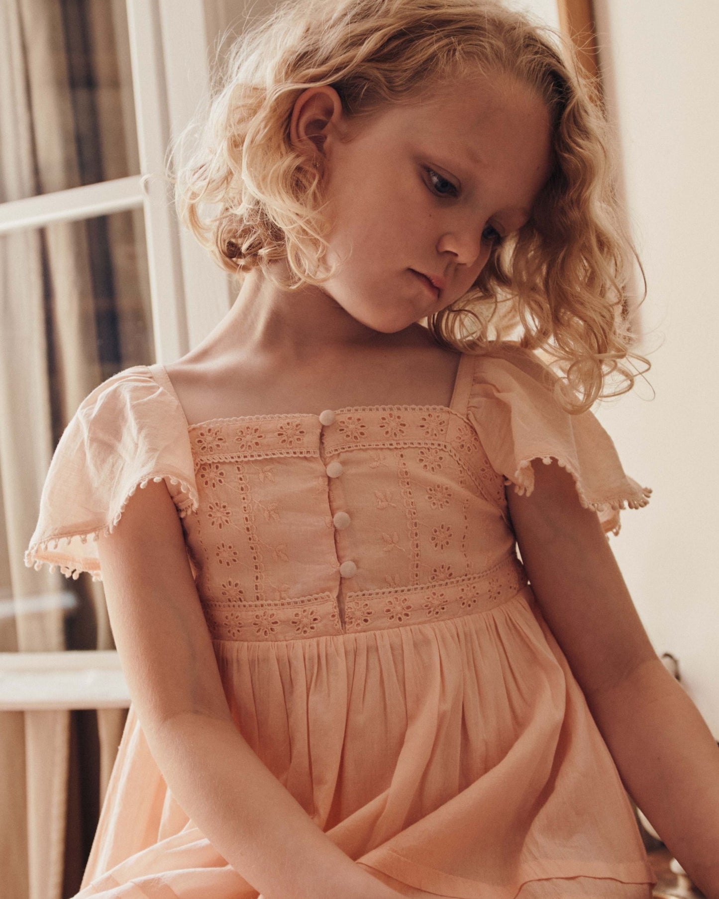 Robe - Broderie anglaise abricot