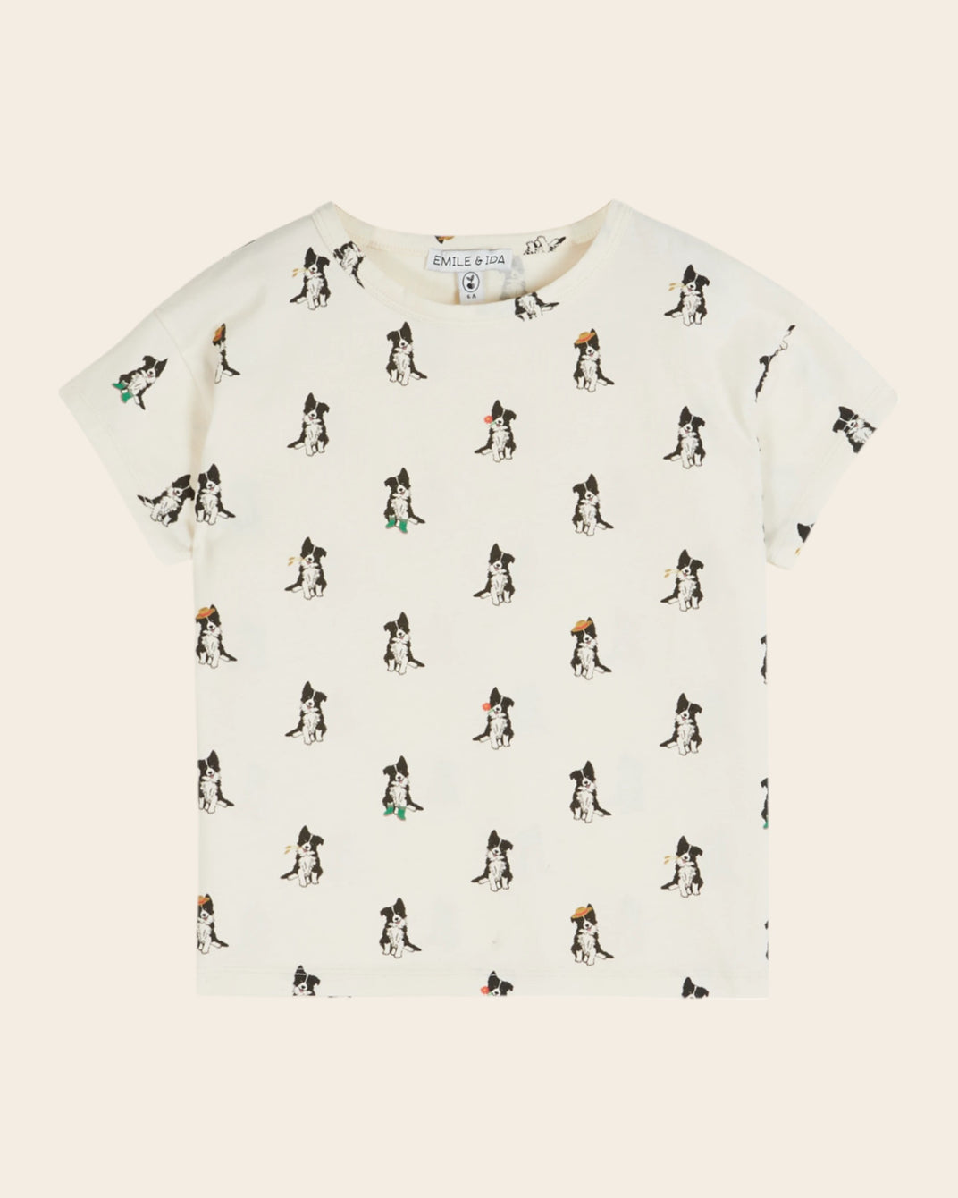 T-shirt - Border collie crème