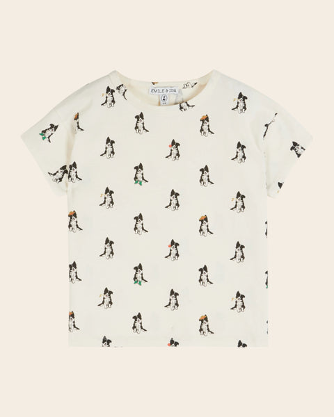 T-shirt - Border collie crème