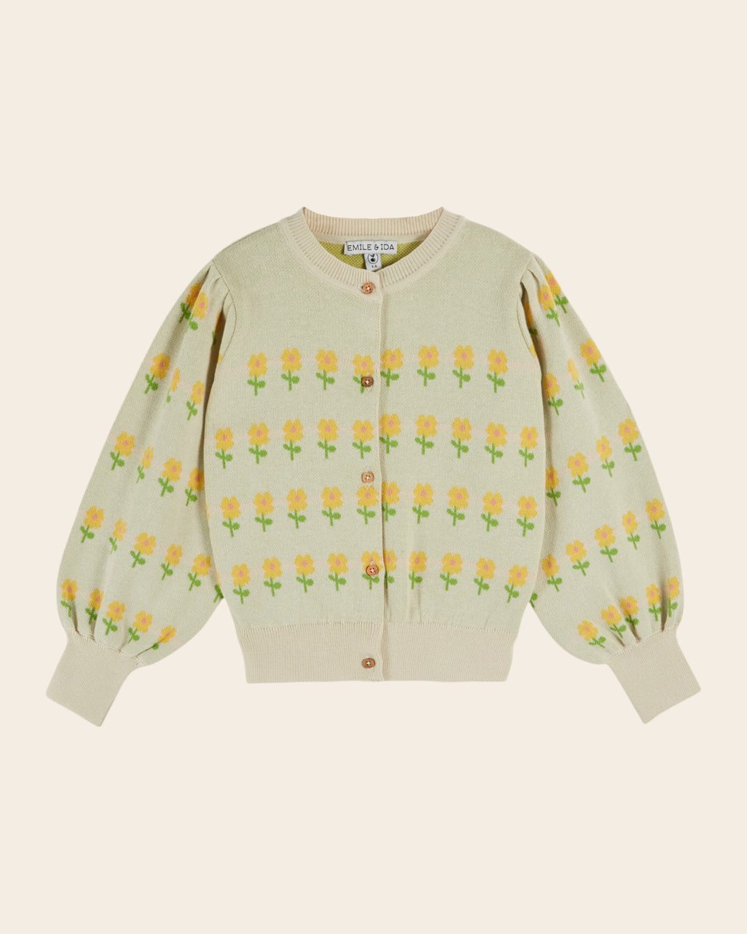 Cardigan - Jacquard fleurs beige