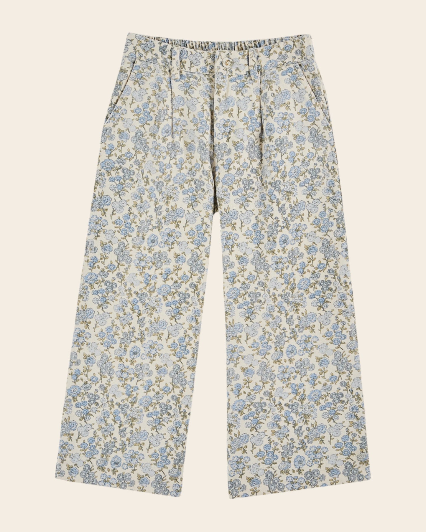 Pantalon - Ample fleurs bleu