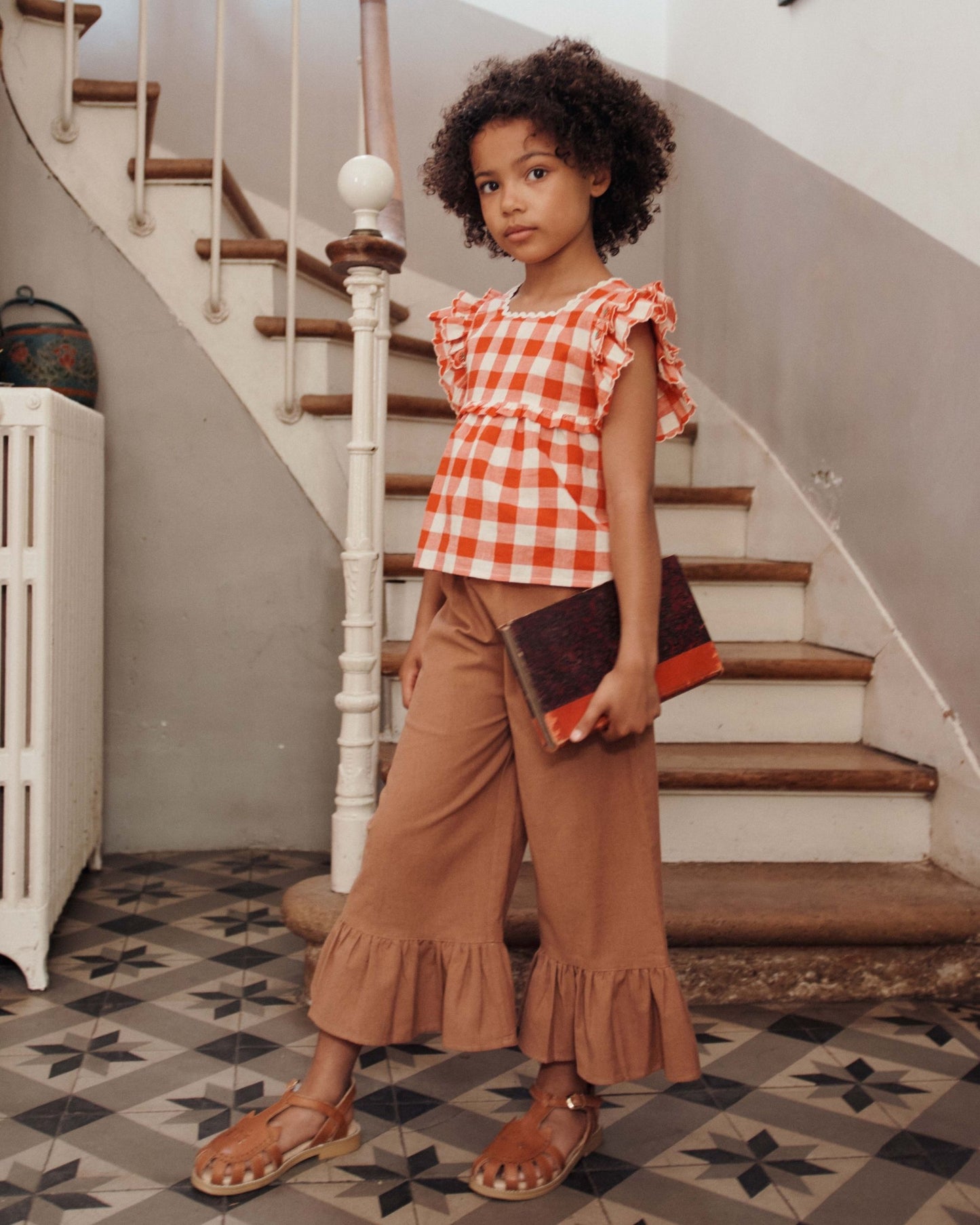 Blouse - Brodé vichy rouge