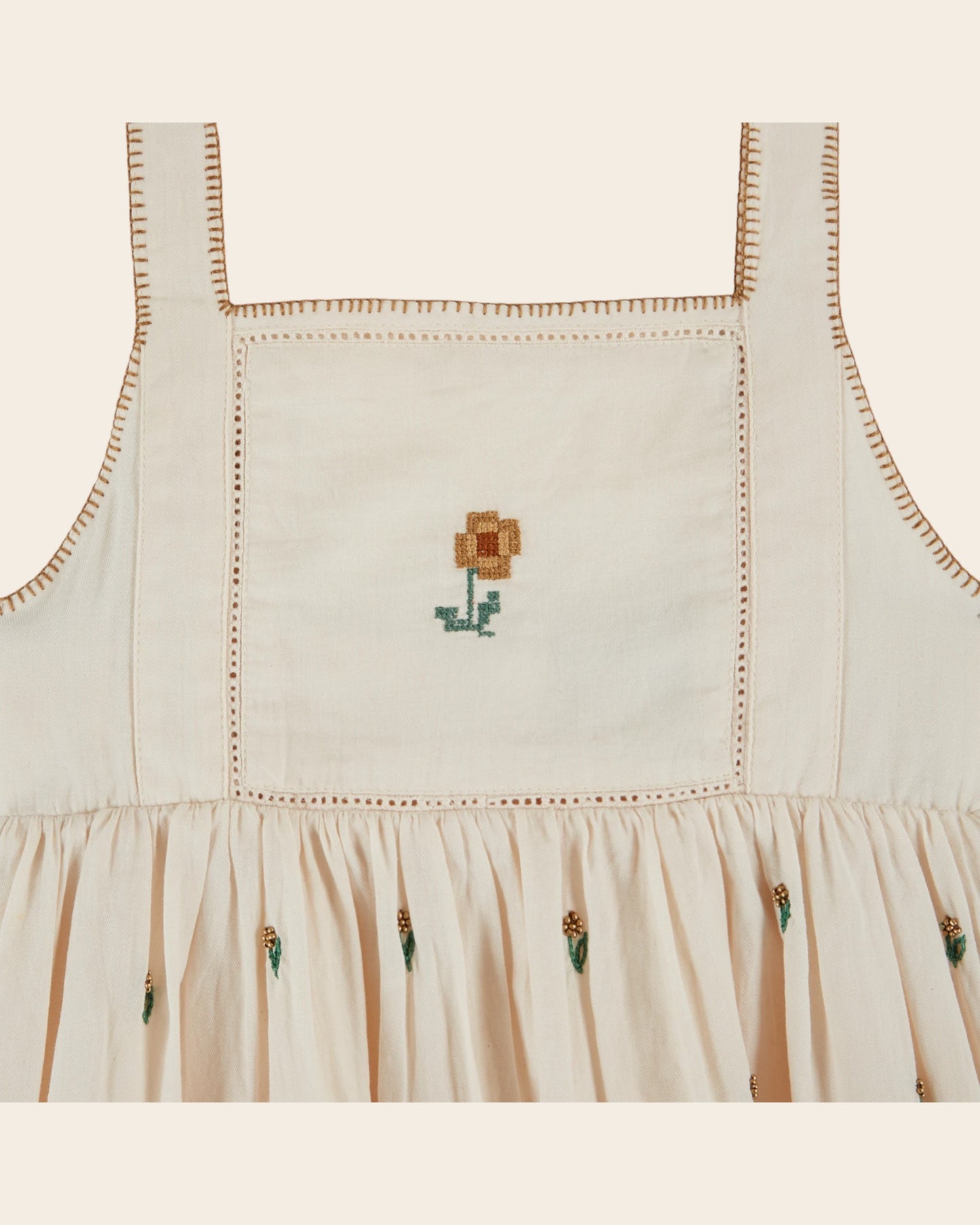 Robe - Fleurs brodées crème