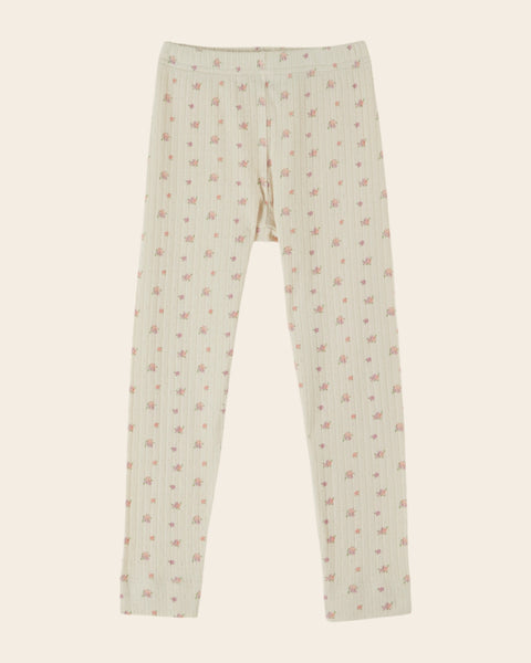 Legging - Pointelle fleuri crème