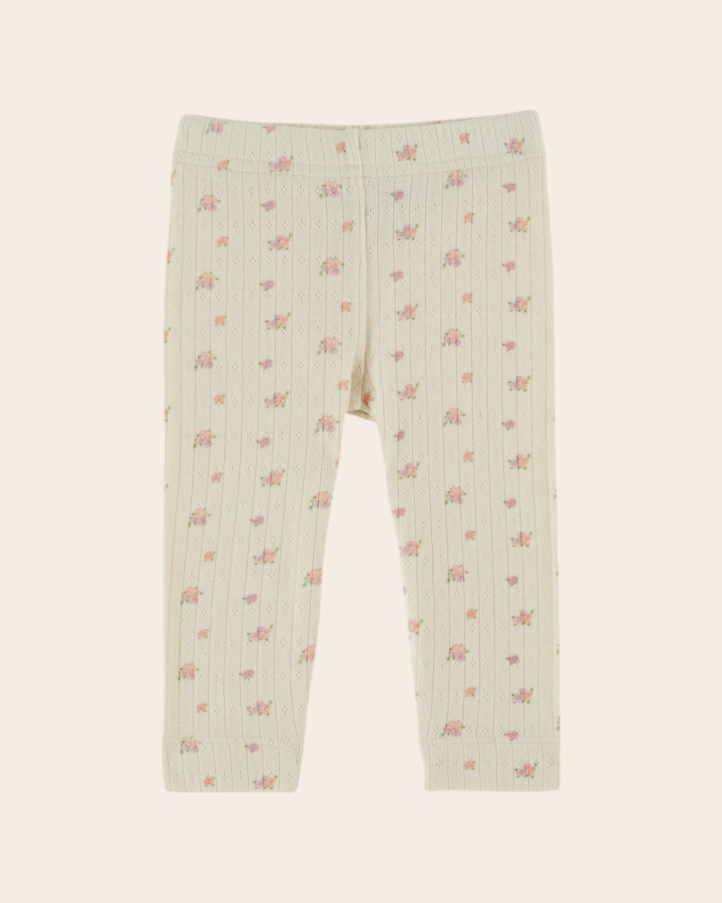 Legging - Pointelle fleuri crème