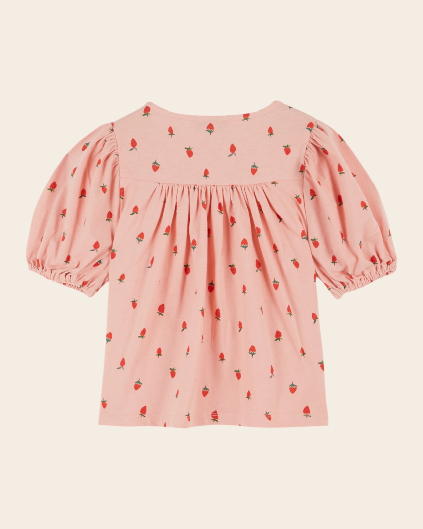 T-shirt - Manches ballons fraises rose