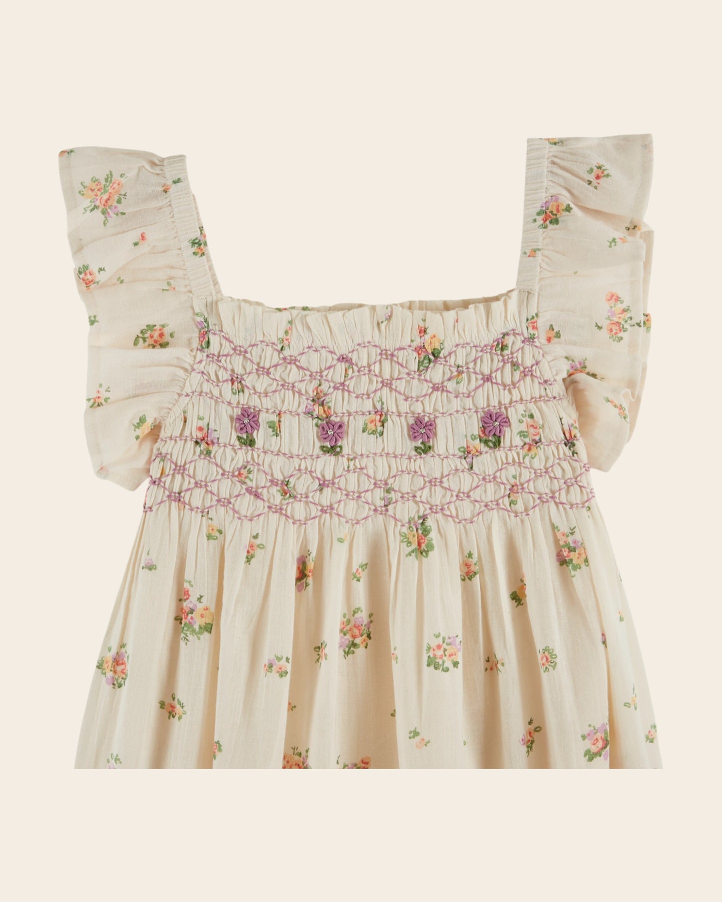 Robe - Brodé smocké fleuri althea