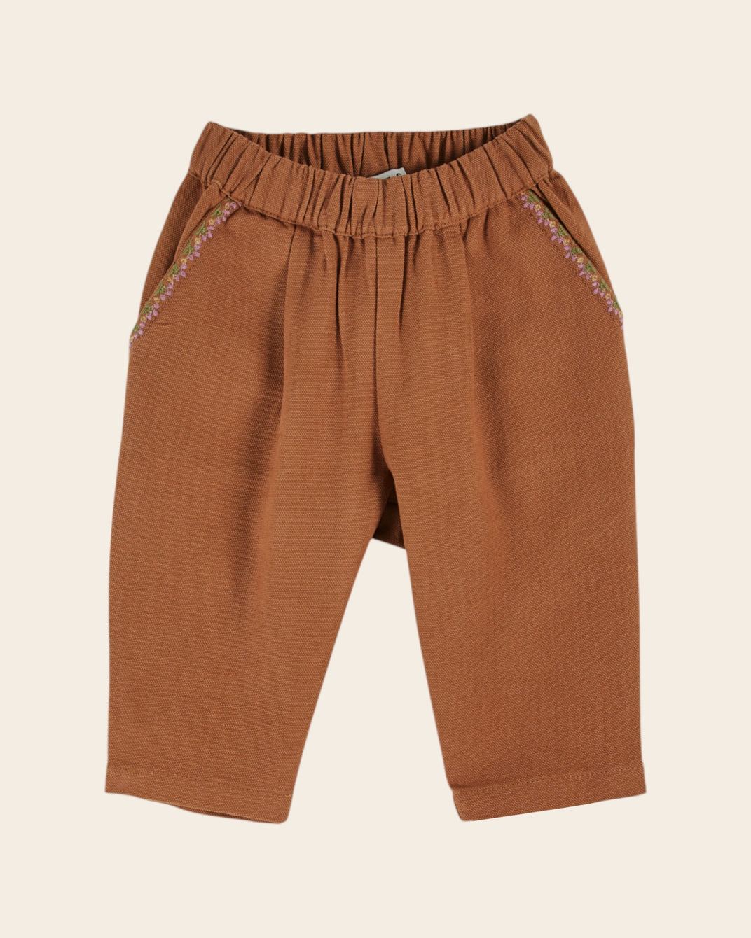 Pantalon - Brodé cerises brownie