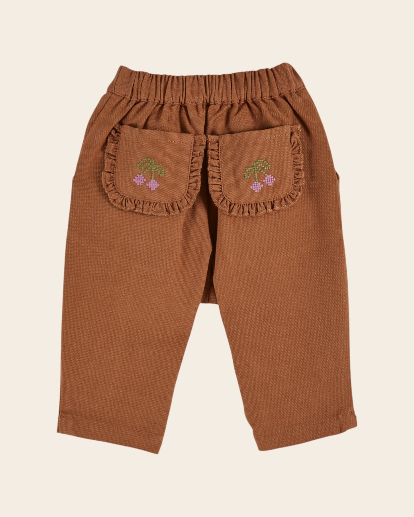 Pantalon - Brodé cerises brownie