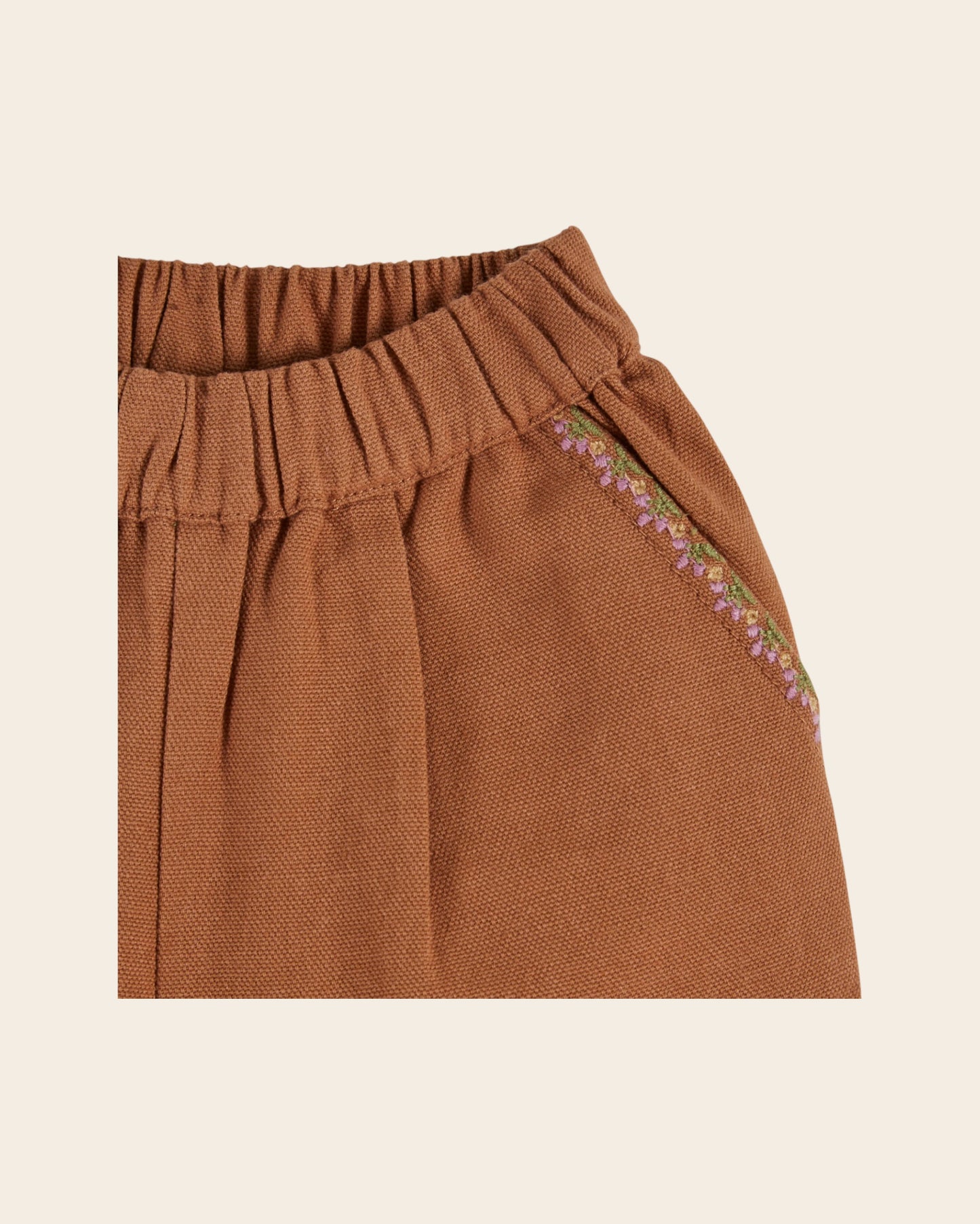 Pantalon - Brodé cerises brownie