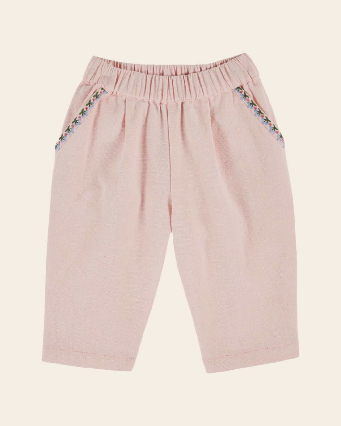 Pantalon - Brodé cerises rose