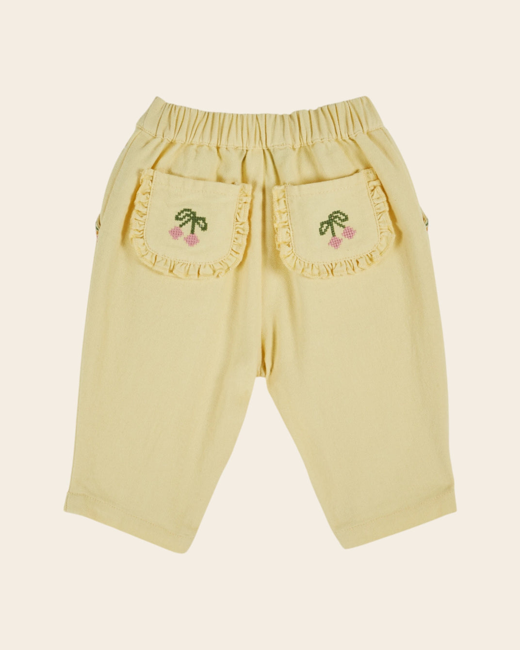 Pantalon - Brodé cerises mimosa
