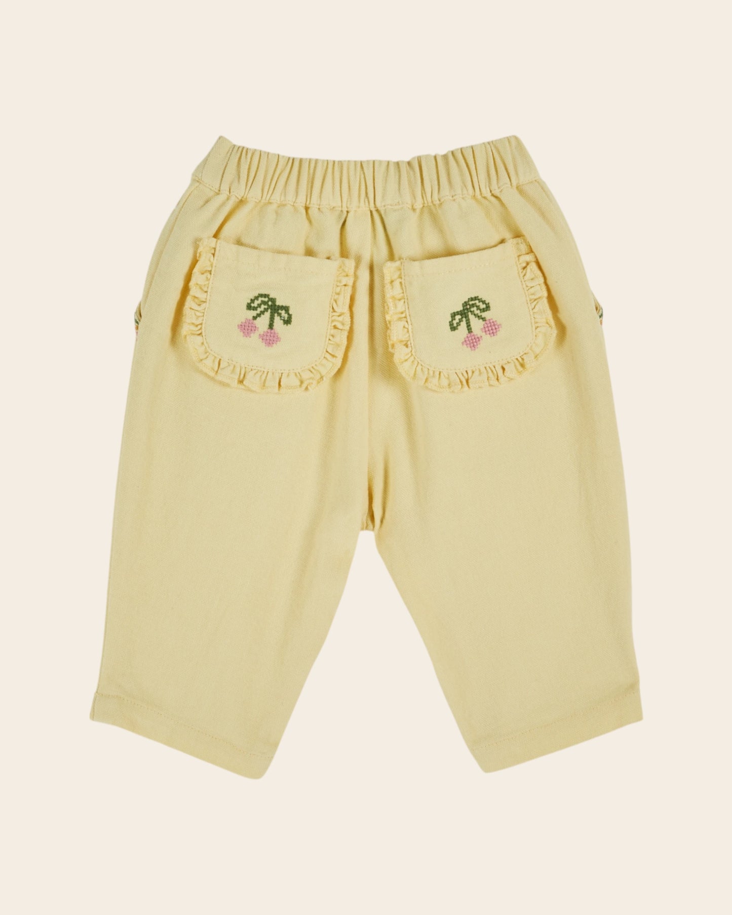 Pantalon - Brodé cerises mimosa