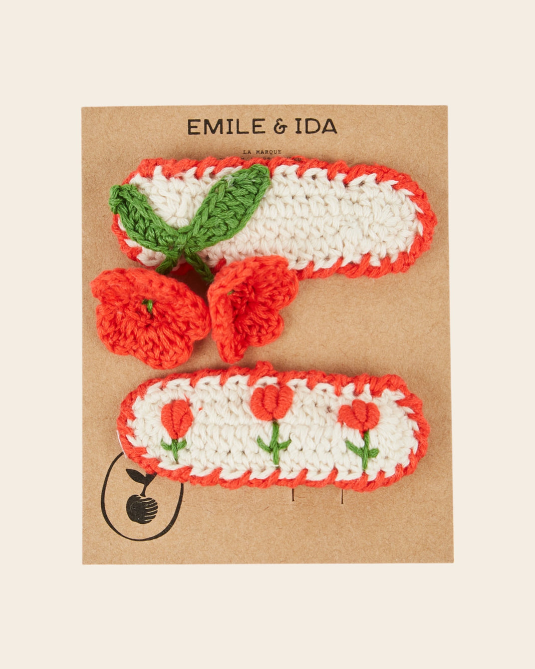 2 barrettes - Crochet rouge et blanc