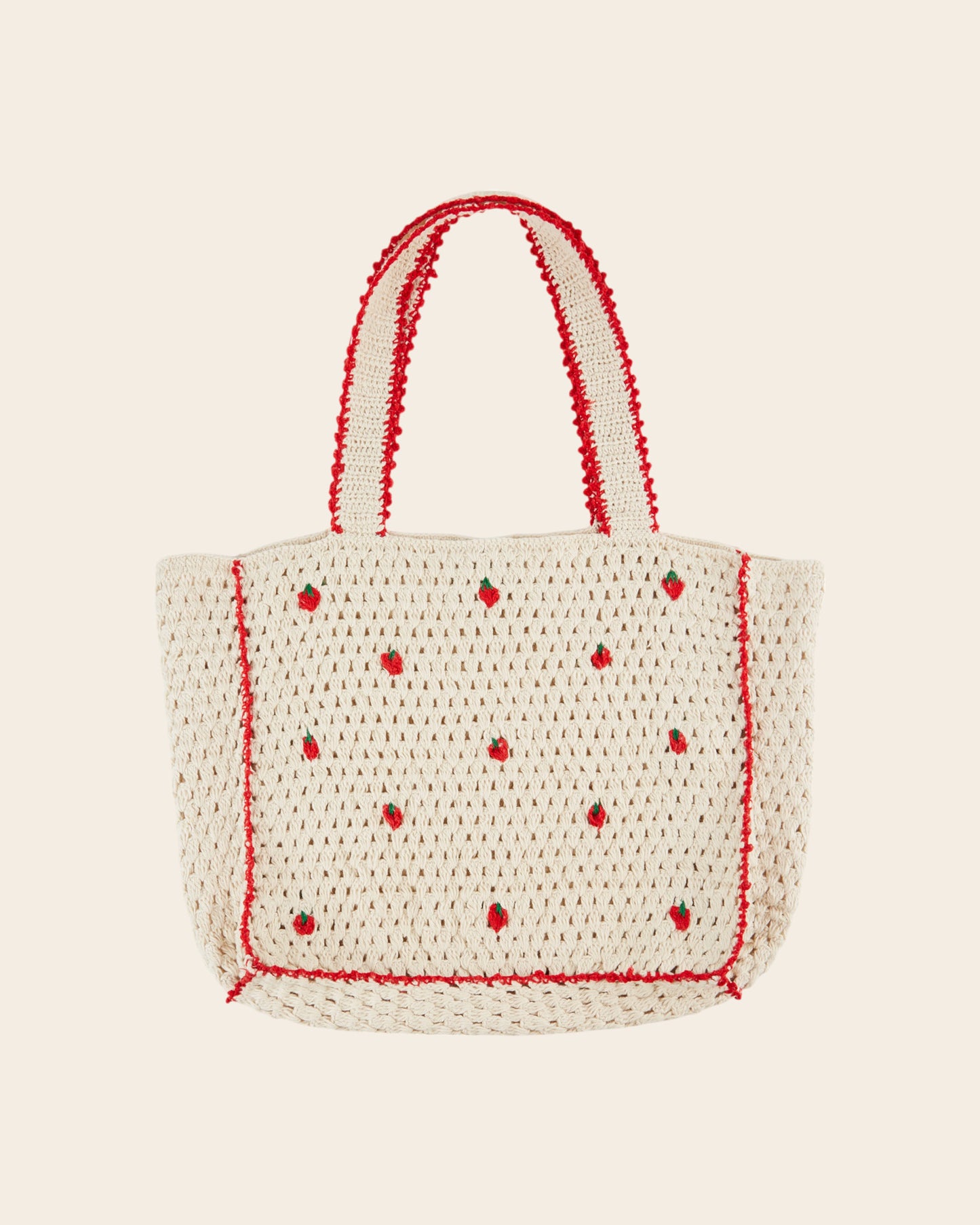 Cabas - Crochet fraises écru