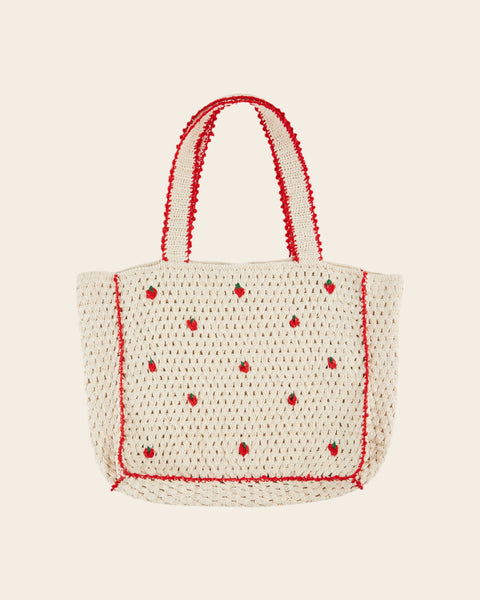 Cabas - Crochet fraises écru