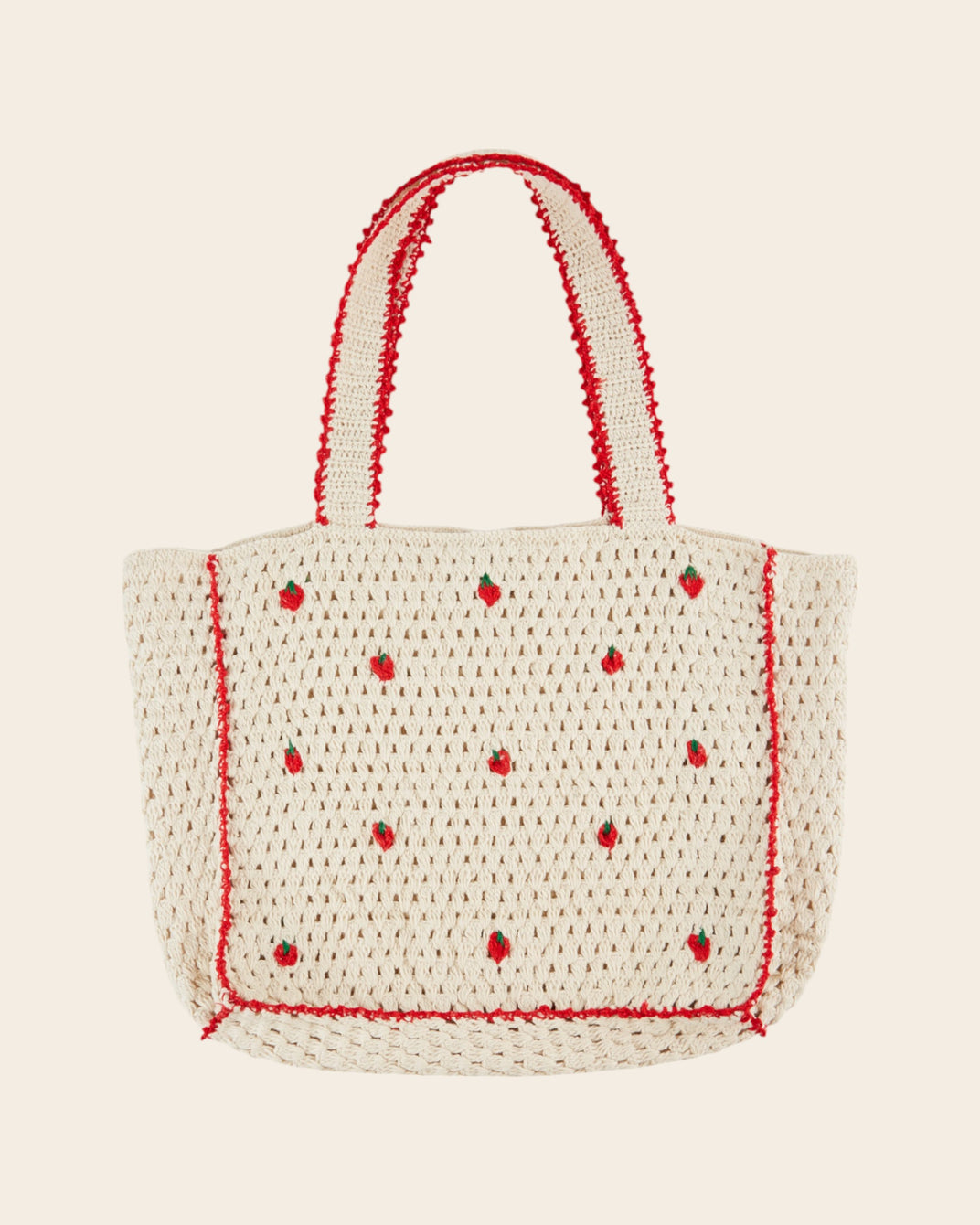 Cabas - Crochet fraises écru