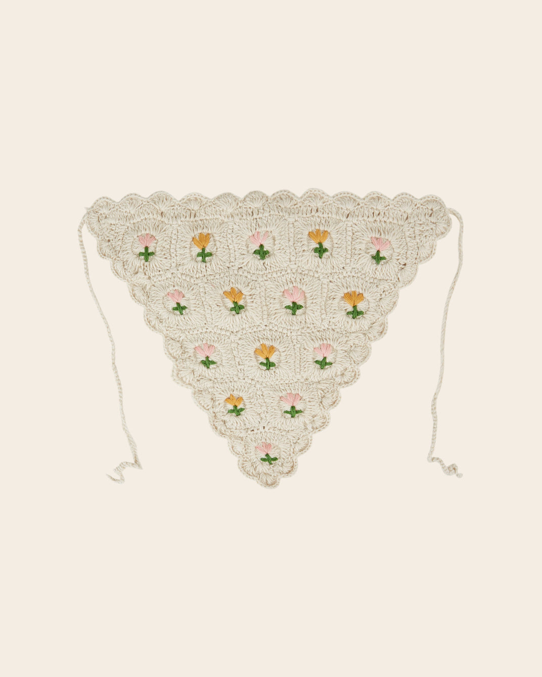 Fichu - Crochet tulipes écru