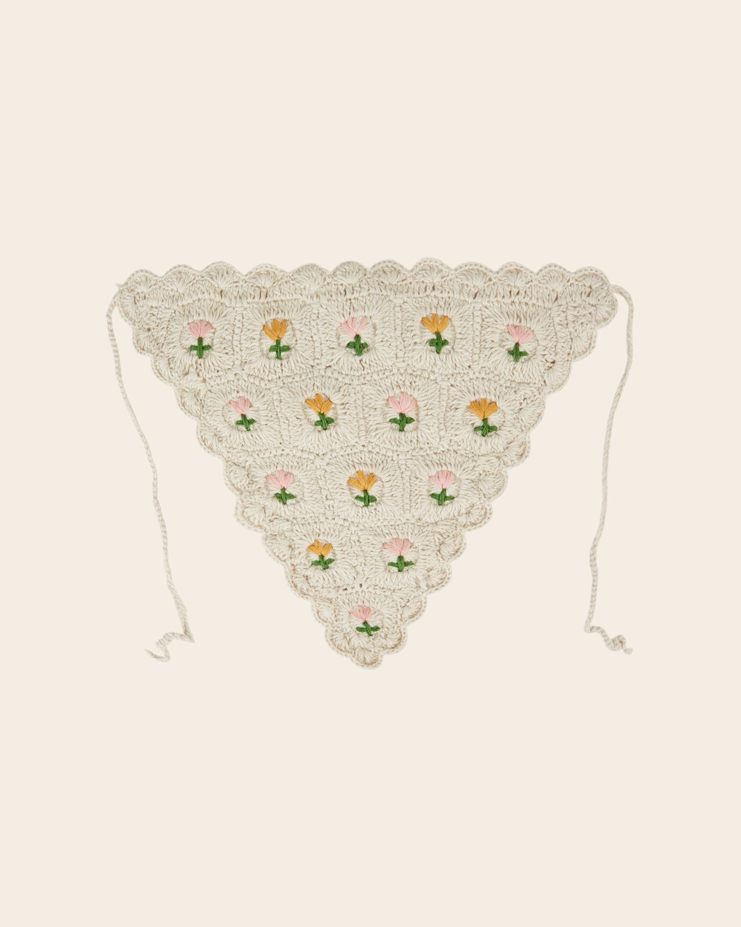 Fichu - Crochet tulipes écru