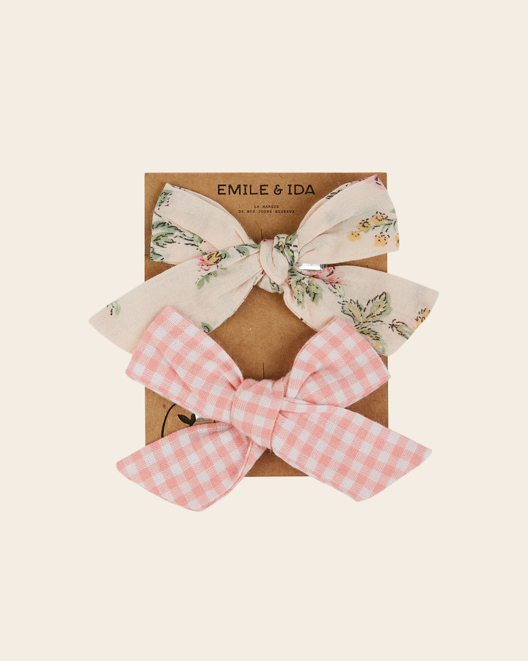 Barrettes x2 - Noeuds rosier et vichy