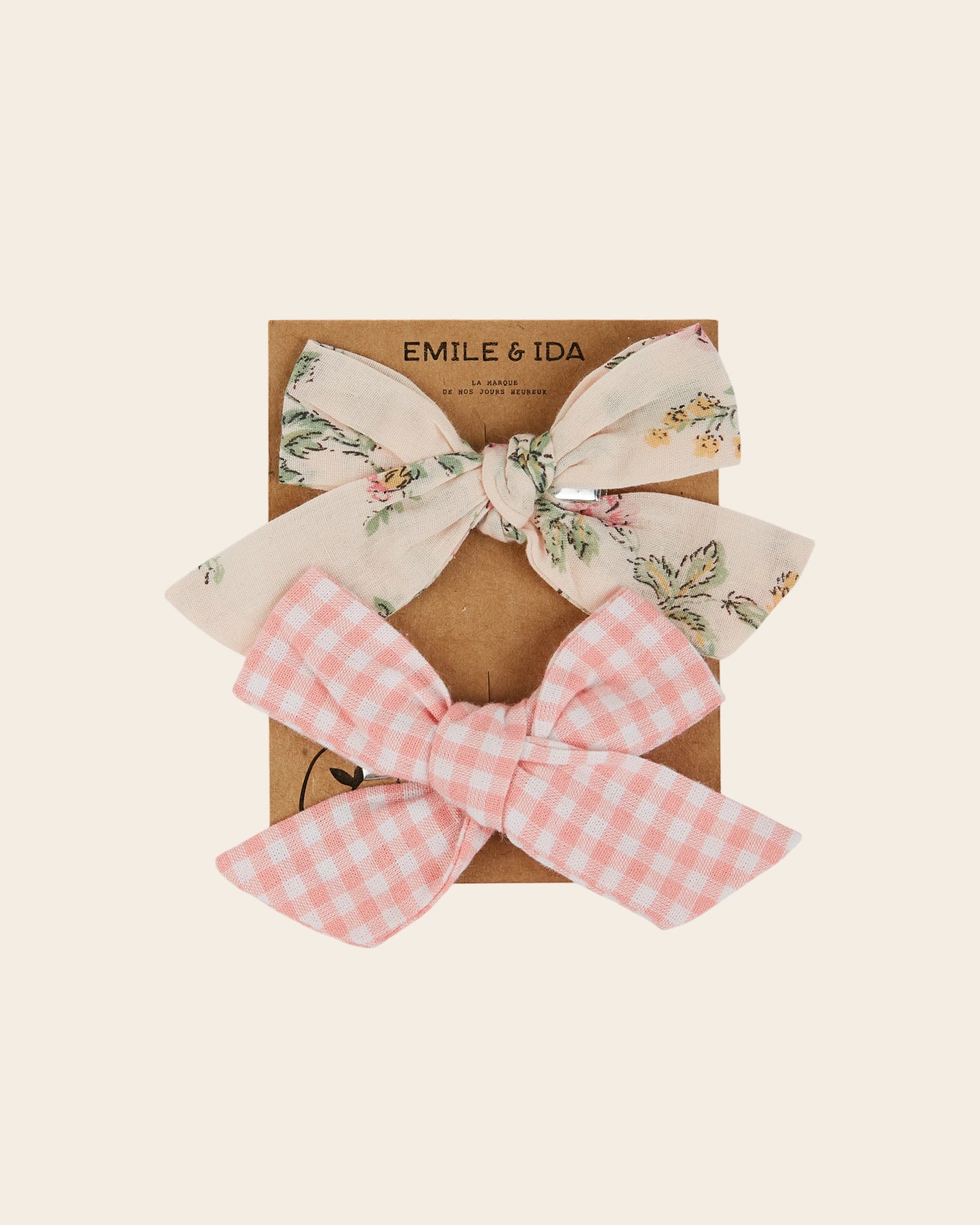 Barrettes x2 - Noeuds rosier et vichy