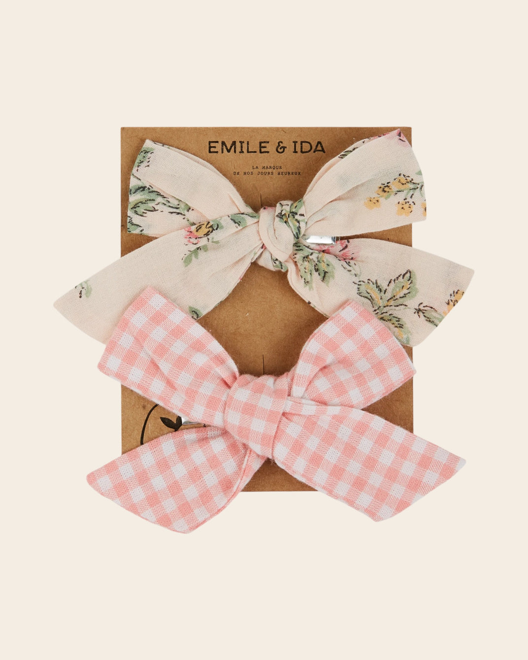 Barrettes - Noeuds rosier et vichy