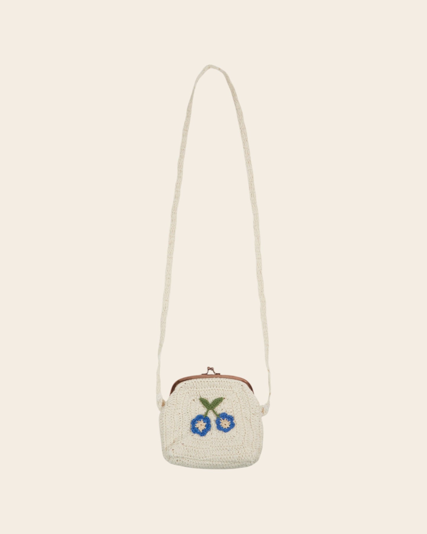 Sac bourse - Crochet fleurs écru