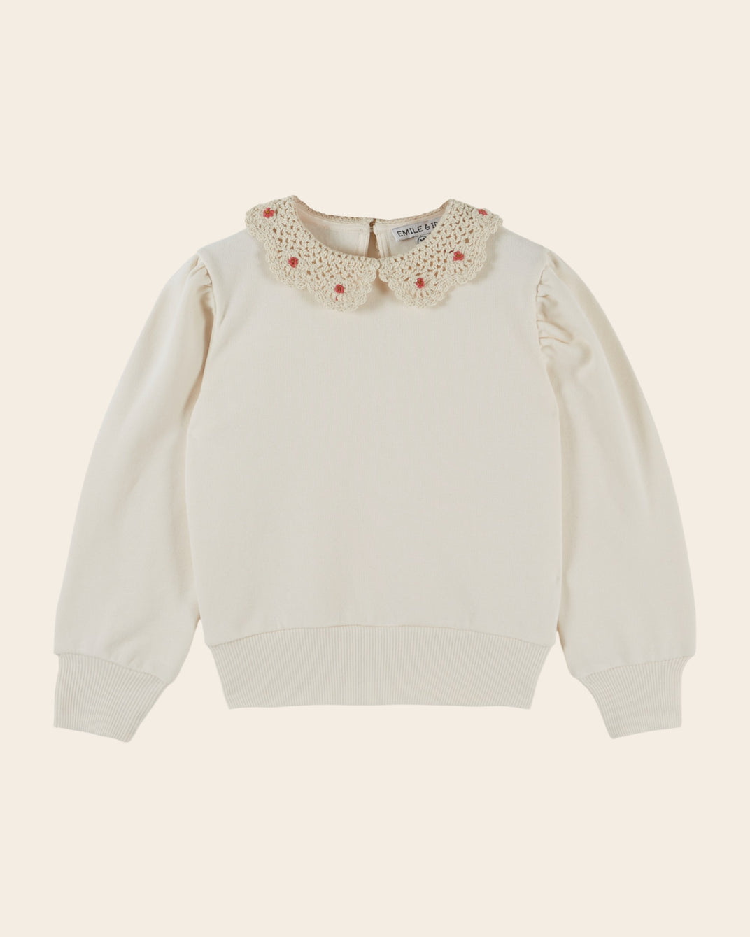 Sweat - Col crochet écru